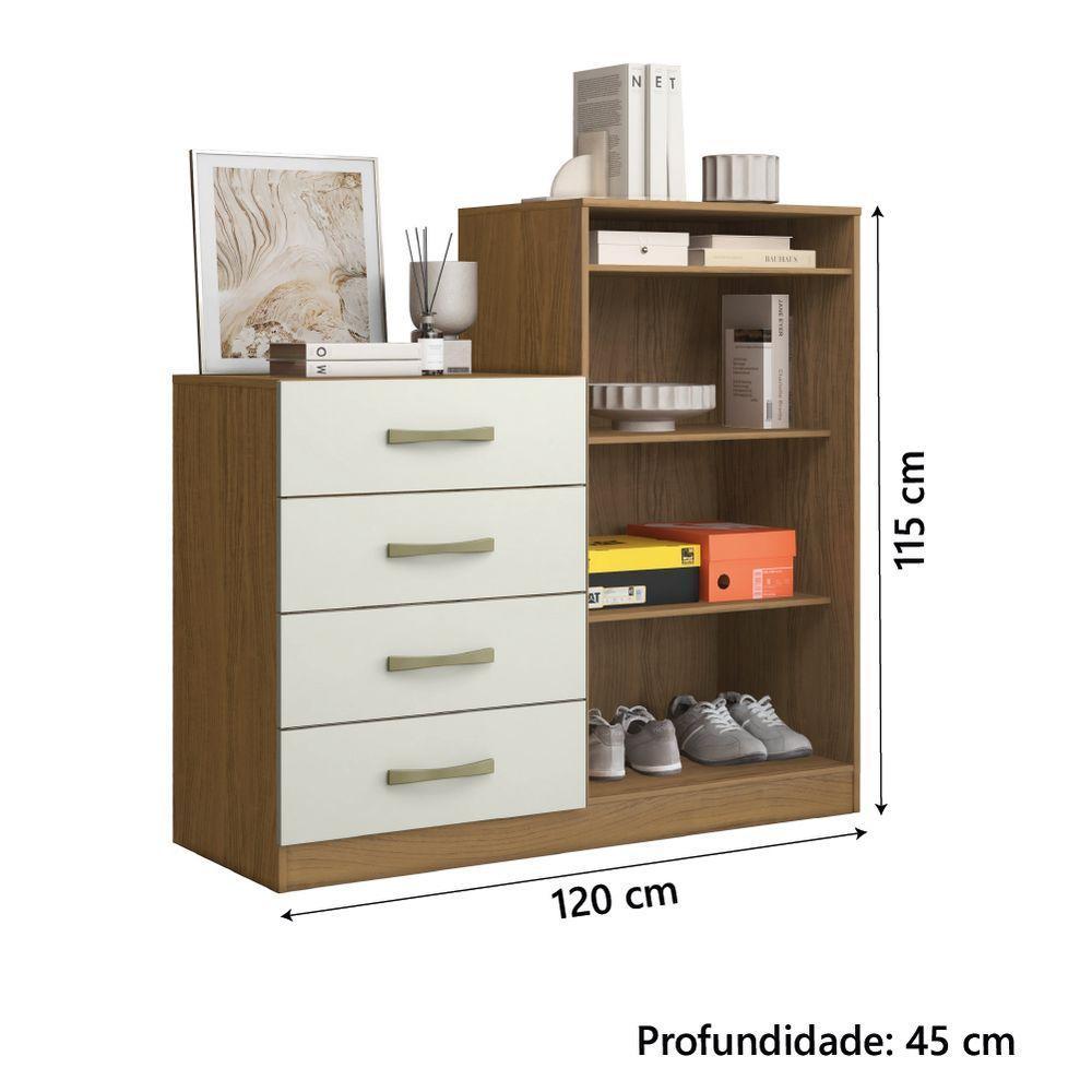 Cômoda 4 Gavetas 2 Portas Com Sapateira Organizadora Londres Aramóveis Atacam/off - 4