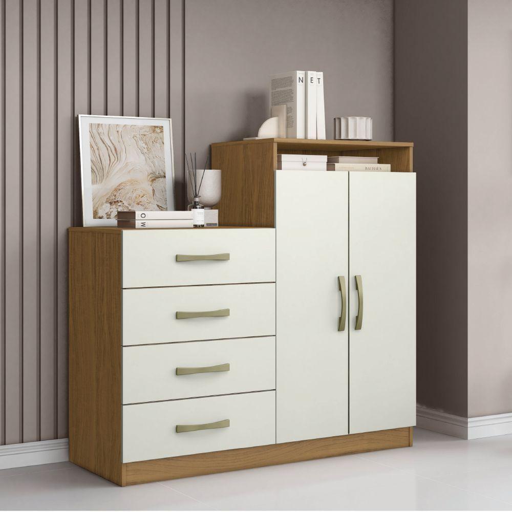 Cômoda 4 Gavetas 2 Portas Com Sapateira Organizadora Londres Aramóveis Atacam/off - 5