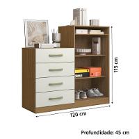 Cômoda 4 Gavetas 2 Portas Com Sapateira Organizadora Londres Aramóveis Atacam/off