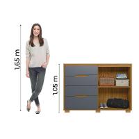 Cômoda 4 Gavetas 2 Portas Com Ripado Texas Freijó/cinza Moval - 2