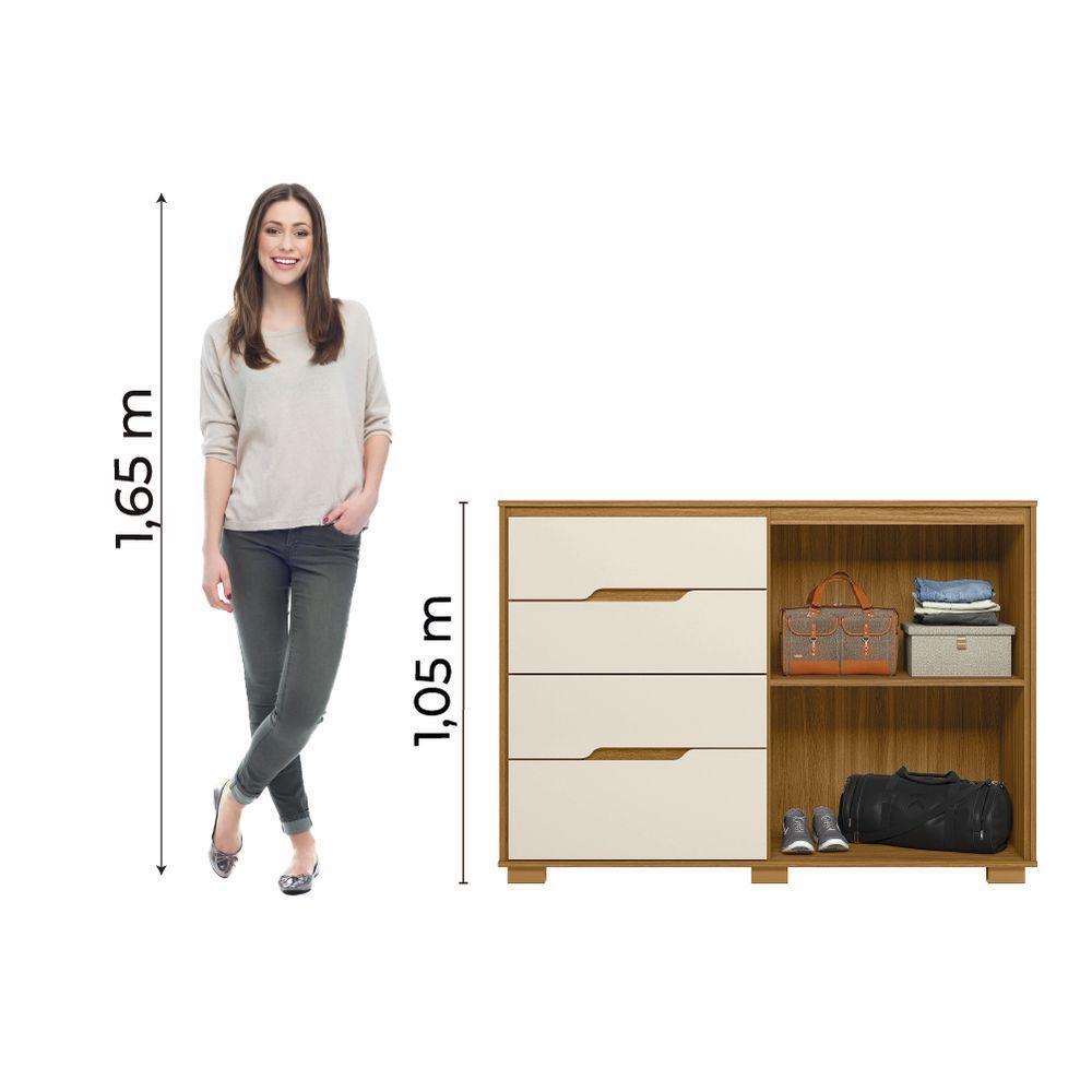 Cômoda 4 Gavetas 2 Portas Com Ripado Texas Freijó/off White Moval - 2