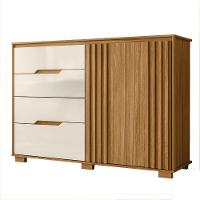 Cômoda 4 Gavetas 2 Portas Com Ripado Texas Freijó/off White Moval - 1