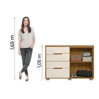 Cômoda 4 Gavetas 2 Portas Com Ripado Texas Freijó/off White Moval - 2