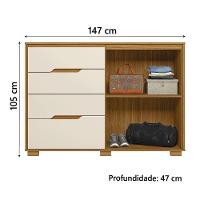 Cômoda 4 Gavetas 2 Portas Com Ripado Texas Freijó/off White Moval - 5