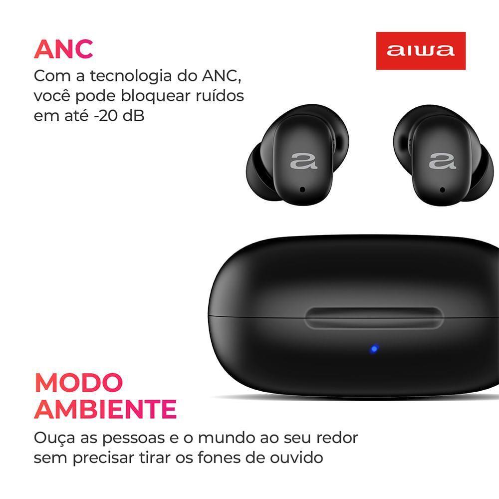 Fone de Ouvido Earbud Aiwa Aws-eb-03-b Bt Ipx5 Anc Modo Ambiente Bivolt - 5
