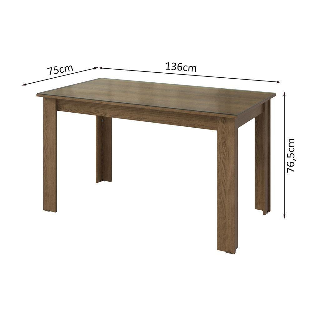 Mesa Jantar Retangular Tampo Vidro Rustic 5231 Madesa - 6