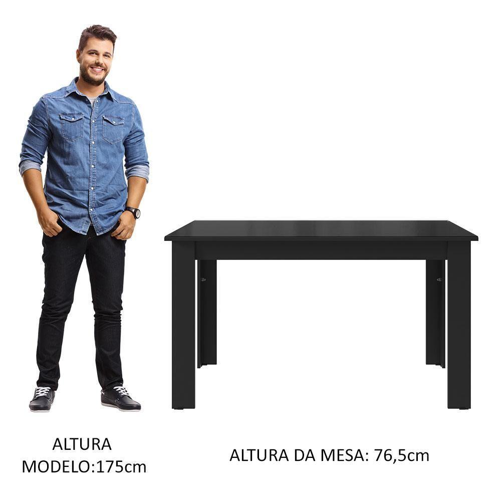 Mesa Jantar Retangular Tampo Vidro Preto Madesa - 7