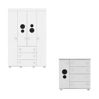 Kit Guarda-roupas Infantil 4 Portas 3 Gavetas E Cômoda 1 Porta 4 Gavetas Mp4209 Branco Branco - 2