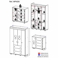 Kit Guarda-roupas Infantil 4 Portas 3 Gavetas E Cômoda 1 Porta 4 Gavetas Mp4209 Branco Branco