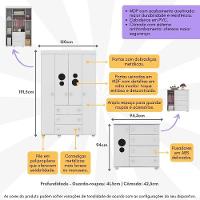 Kit Guarda-roupas Infantil 4 Portas 3 Gavetas E Cômoda 1 Porta 4 Gavetas Mp4209 Branco Branco - 5