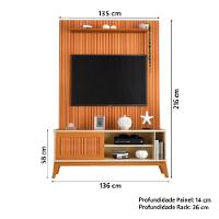 Rack Bancada Aruba Com Painel Para Tv Até 55 Polegadas Egeo Cedro/off White Ripado Impressão 3d Edn Cedro