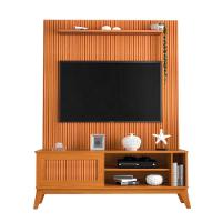 Rack Bancada Aruba Com Painel Para Tv Até 55 Polegadas Egeo Cedro Ripado Impressão 3d Edn Cedro - 1