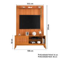 Rack Bancada Aruba Com Painel Para Tv Até 55 Polegadas Egeo Cedro Ripado Impressão 3d Edn Cedro - 5