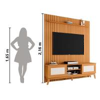 Rack Bancada Cairo Com Painel Para Tv Até 75 Polegadas Egeo Cedro Ripado Impressão 3d Edn Cedro - 2