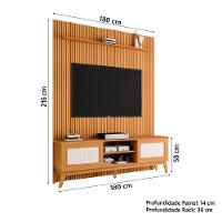 Rack Bancada Cairo Com Painel Para Tv Até 75 Polegadas Egeo Cedro Ripado Impressão 3d Edn Cedro