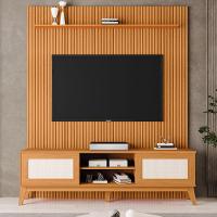 Rack Bancada Cairo Com Painel Para Tv Até 75 Polegadas Egeo Cedro Ripado Impressão 3d Edn Cedro - 5