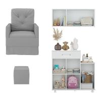 Poltrona De Amamentação Com Puff E Armário/balcão Multimóveis Mp4212 Branco/cinza Branco/cinza - 3