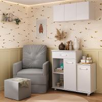 Poltrona De Amamentação Com Puff E Armário/balcão Multimóveis Mp4212 Branco/cinza Branco/cinza - 6