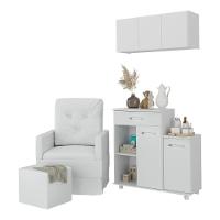 Poltrona De Amamentação Com Puff E Armário/balcão Multimóveis Mp4212 Branco Branco - 1
