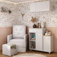Poltrona De Amamentação Com Puff E Armário/balcão Multimóveis Mp4212 Branco Branco - 6