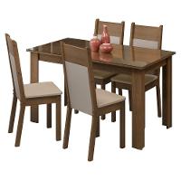 Mesa de Jantar Tampo Vidro 4 Cadeiras Rustic-crema-bege - 7