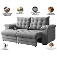 Sofá Retrátil e Reclinável Bipartido 3 Lugares 2,30m Suede Veludo Coliseu Selmer - 3