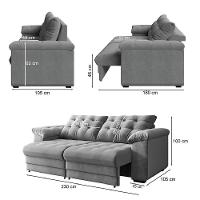 Sofá Retrátil e Reclinável Bipartido 3 Lugares 2,30m Suede Veludo Coliseu Selmer