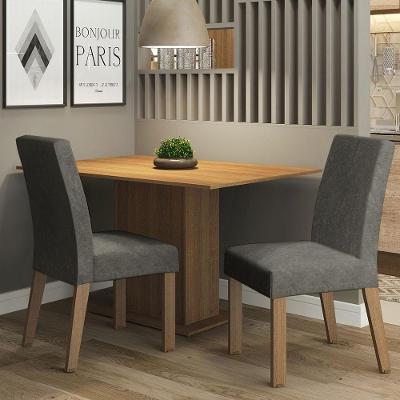 Conjunto de Jantar Manu 4 Lugares Tampo em MDP com Cadeiras Estofadas Suede Rustic-silver Marrom