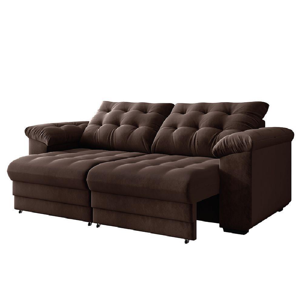 Sofá Retrátil e Reclinável Bipartido 2 Lugares 2,10m Veludo Coliseu Selmer - 1