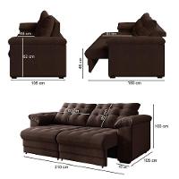 Sofá Retrátil e Reclinável Bipartido 2 Lugares 2,10m Veludo Coliseu Selmer