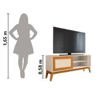 Rack Bancada Para Tv Até 55 Polegadas 1,36m 1 Porta Com Tela Rattan Off White/cedro Caribe Edn Off W/natu - 2
