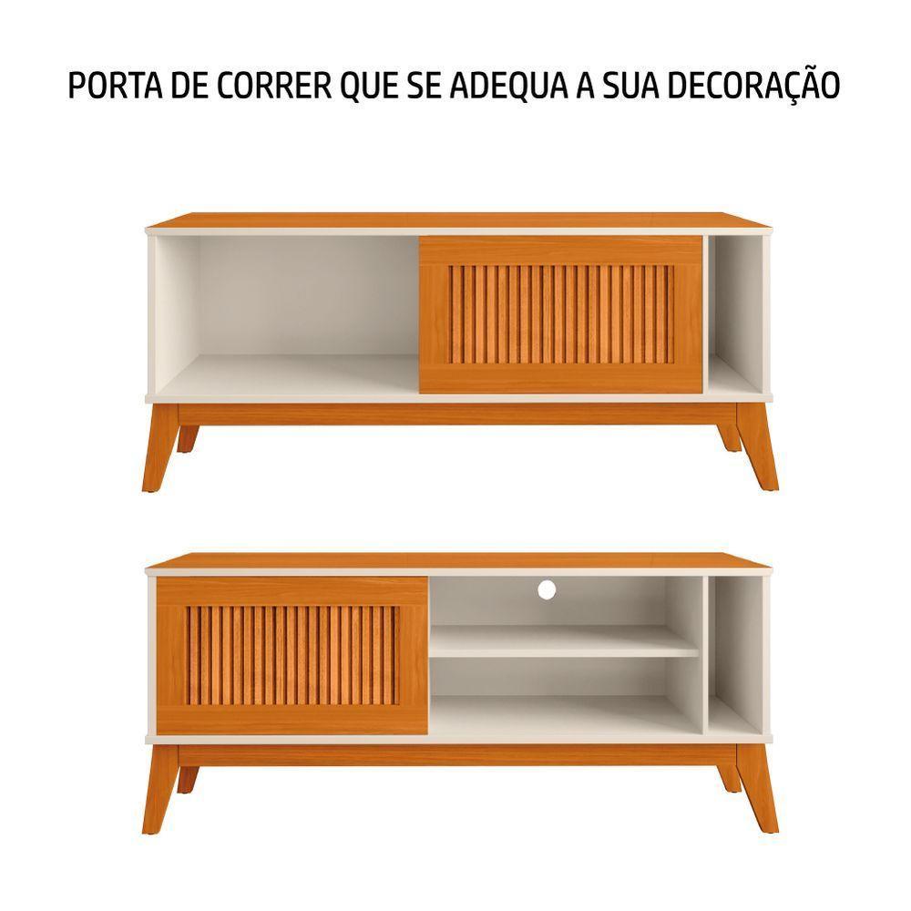 Rack Bancada Para Tv Até 55 Polegadas 1,36m Ripado Impressão 3d 1 Porta Off White/cedro Aruba Edn Off W/natu - 2