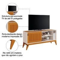 Rack Bancada Para Tv Até 55 Polegadas 1,36m Ripado Impressão 3d 1 Porta Off White/cedro Aruba Edn Off W/natu - 3