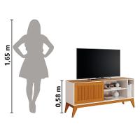 Rack Bancada Para Tv Até 55 Polegadas 1,36m Ripado Impressão 3d 1 Porta Off White/cedro Aruba Edn Off W/natu - 5