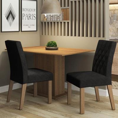 Conjunto de Jantar Tainá 4 Lugares Mesa com Tampo em MDP e Cadeiras Estofadas Rustic Oxford