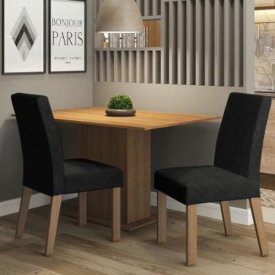 Conjunto de Jantar Manu 4 Lugares Tampo em MDP com Cadeiras Estofadas Suede Marrom