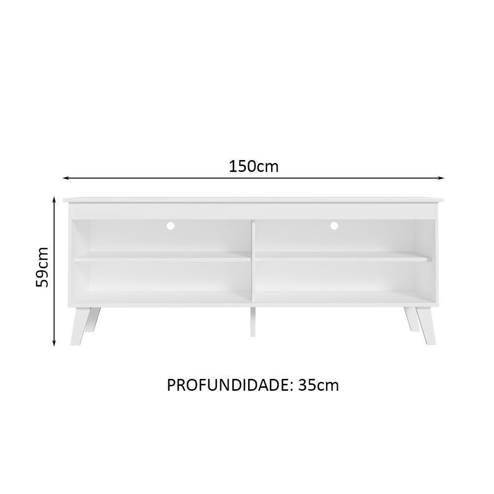 Rack P/Tv Até 65 Polegadas Com Pés Branco Turim Madesa - 5