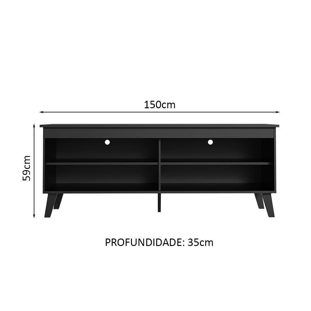 Rack Para Tv Até 65 Polegadas Com Pés Preto Turim Madesa Preto - 5