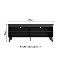 Rack Para Tv Até 65 Polegadas Com Pés Preto Turim Madesa Preto - 5