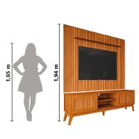 Rack Bancada King Com Painel Para Tv Até 75 Polegadas Avante Cedro Ripado Impressão 3d Edn Cedro - 2