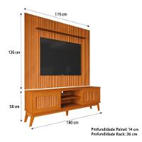 Rack Bancada King Com Painel Para Tv Até 75 Polegadas Avante Cedro Ripado Impressão 3d Edn Cedro
