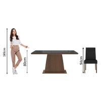 Mesa Jantar Vidro 6 Cadeiras Rustic-Preto-Oxford - 6