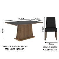 Mesa Jantar Vidro 6 Cadeiras Rustic-Preto-Oxford - 7