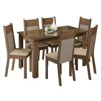 Mesa de Jantar Tampo Vidro 6 Cadeiras Rustic-crema-bege - 8