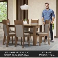 Mesa de Jantar Tampo Vidro 6 Cadeiras Rustic-crema-bege - 7