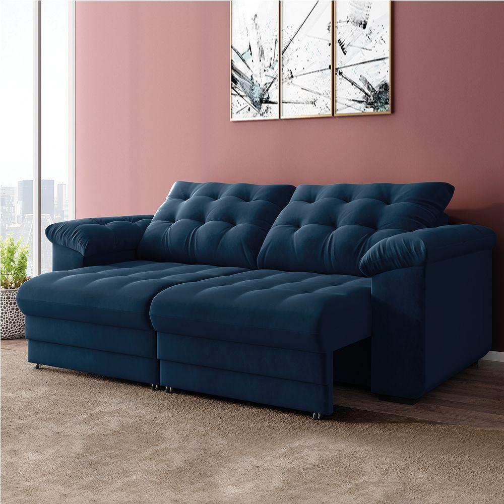 Sofá Retrátil e Reclinável Bipartido 3 Lugares 2,30m Suede Veludo Coliseu Selmer - 5