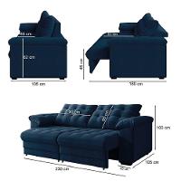 Sofá Retrátil e Reclinável Bipartido 3 Lugares 2,30m Suede Veludo Coliseu Selmer