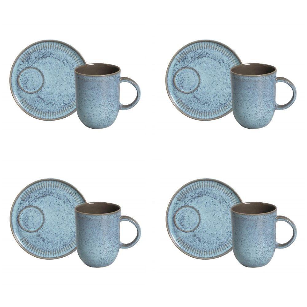 Conjunto De Canecas Com Pires 04 Peças Linhas Breeze Porto Brasil - 1