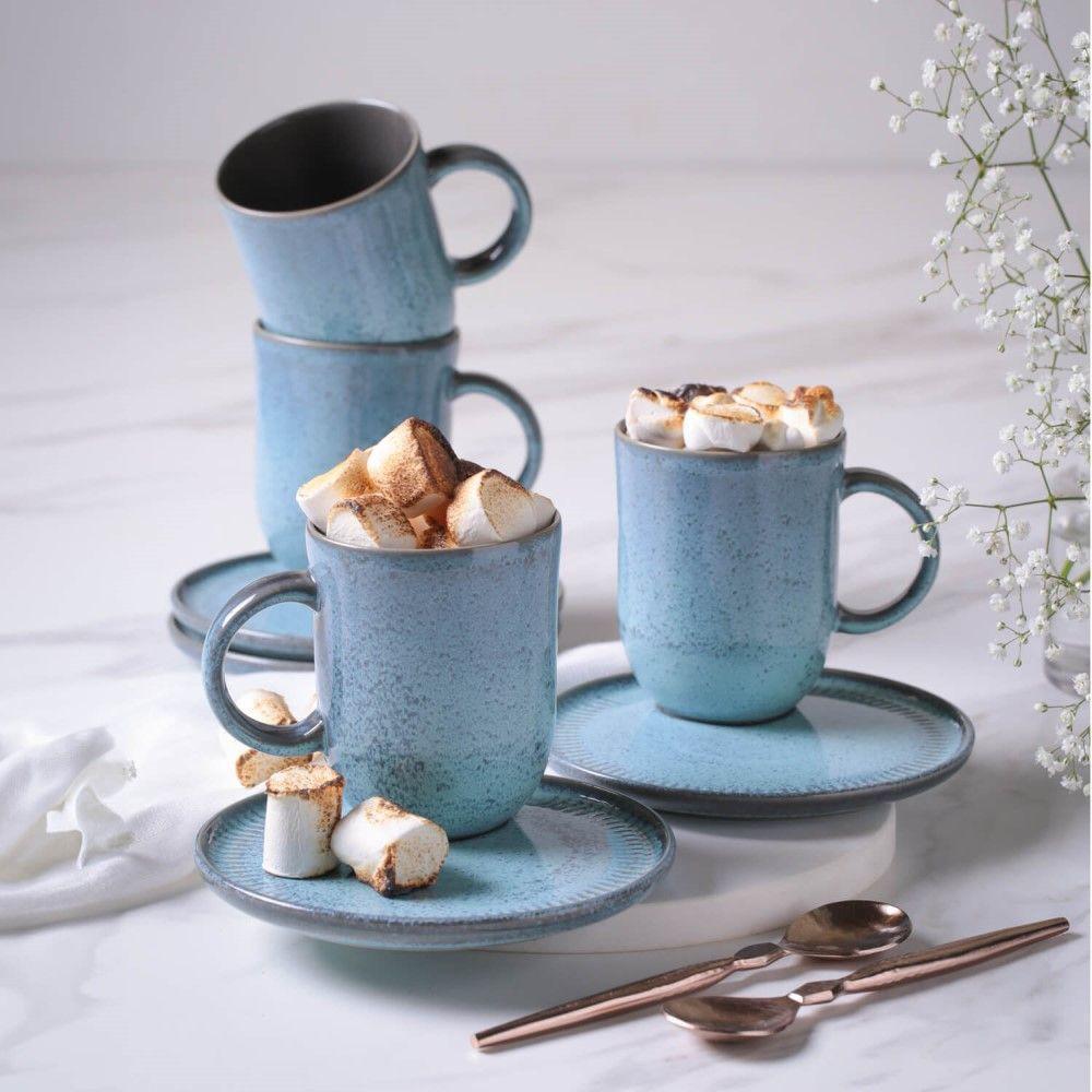 Conjunto De Canecas Com Pires 04 Peças Linhas Breeze Porto Brasil - 3