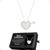 Colar Aço Inoxidável Feminina + Pingente Strass Coração Amor + Caixa Edição Limitada Social Moda - 1